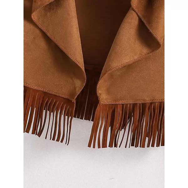 SweatyRocks Girl's Long Sleeve Collar Open Front Coat Asymmetrical Fringe Hem Jacket Tops