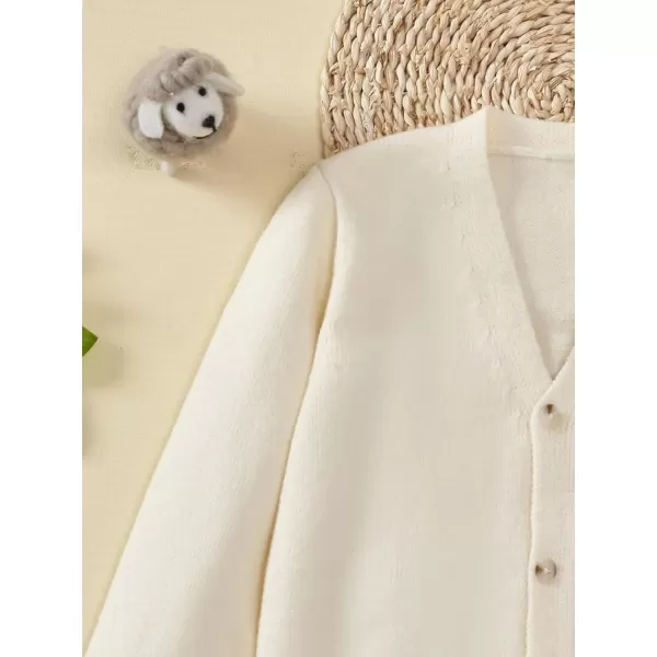 SweatyRocks Girl's Long Sleeve Drop Shoulder V Neck Button Front Ribbed Knit Cardigan Sweaters