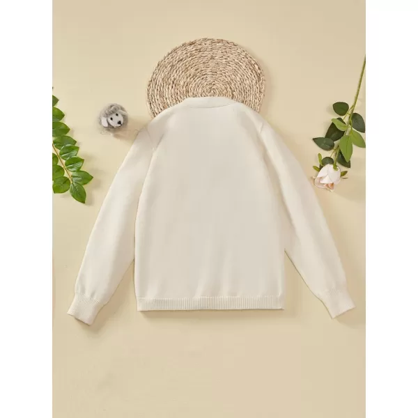 SweatyRocks Girl's Long Sleeve Drop Shoulder V Neck Button Front Ribbed Knit Cardigan Sweaters