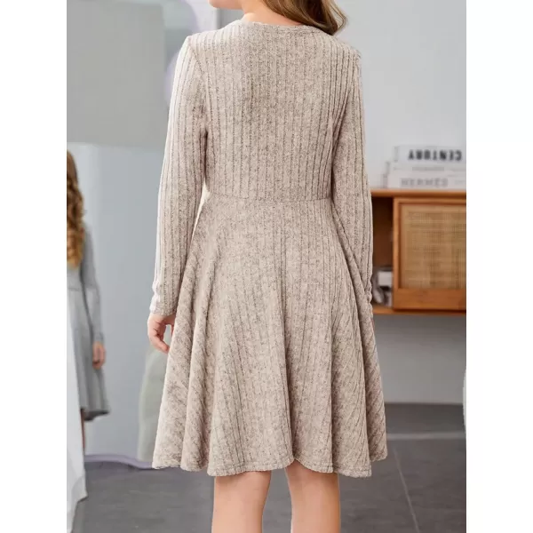SweatyRocks Girl's Long Sleeve Mock Neck Dress Casual Knit Flared Short Dresses