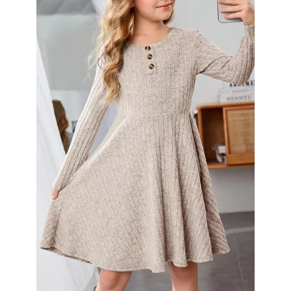 SweatyRocks Girl's Long Sleeve Mock Neck Dress Casual Knit Flared Short Dresses