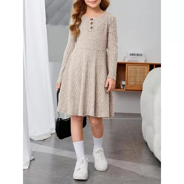 SweatyRocks Girl's Long Sleeve Mock Neck Dress Casual Knit Flared Short Dresses