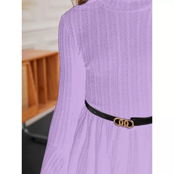 SweatyRocks Girl's Long Sleeve Mock Neck Dress Casual Knit Flared Short Dresses