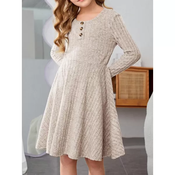 SweatyRocks Girl's Long Sleeve Mock Neck Dress Casual Knit Flared Short Dresses