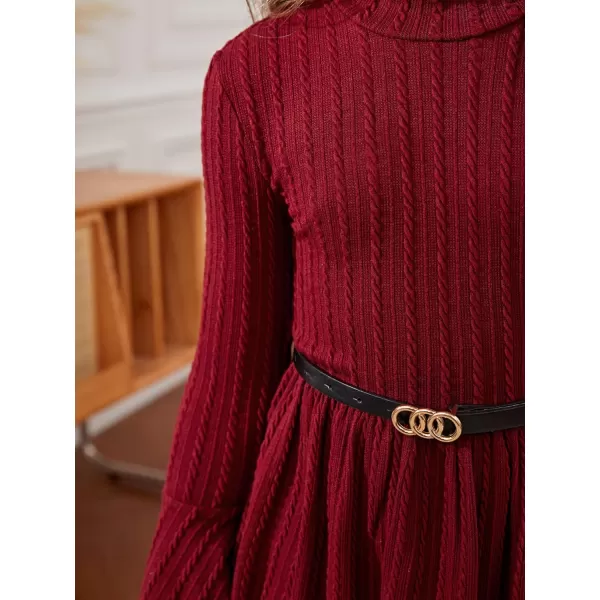 SweatyRocks Girl's Long Sleeve Mock Neck Dress Casual Knit Flared Short Dresses