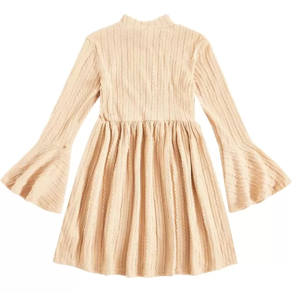 SweatyRocks Girl's Long Sleeve Mock Neck Dress Casual Knit Flared Short Dresses