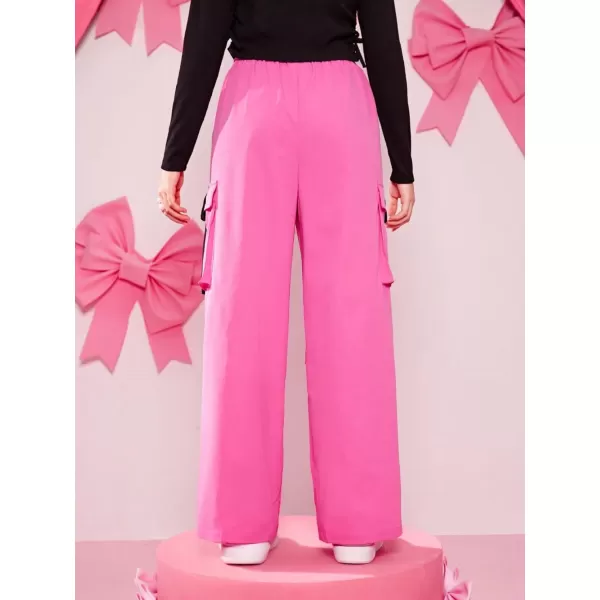 SweatyRocks Girl's Ruched Drawstring Waist Cargo Pants Straight Leg Trousers with Pocket