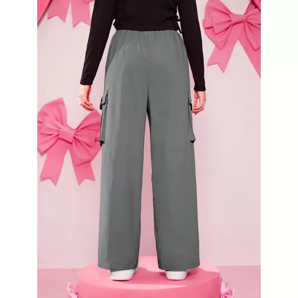 SweatyRocks Girl's Ruched Drawstring Waist Cargo Pants Straight Leg Trousers with Pocket