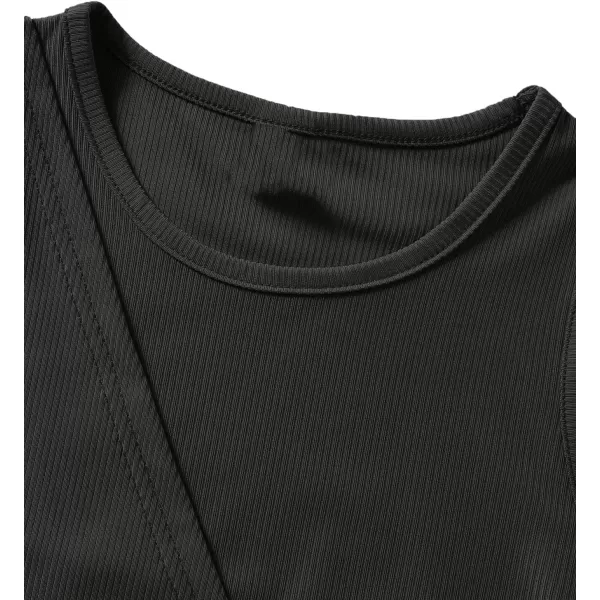 SweatyRocks Girl's Sleeveless Round Neck Criss Cross Wrap Top Ribbed Knit Crop Tank Tops