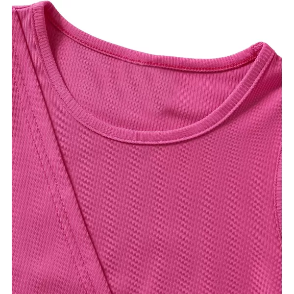SweatyRocks Girl's Sleeveless Round Neck Criss Cross Wrap Top Ribbed Knit Crop Tank Tops