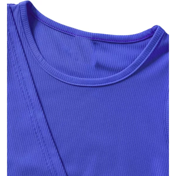 SweatyRocks Girl's Sleeveless Round Neck Criss Cross Wrap Top Ribbed Knit Crop Tank Tops