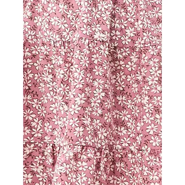 SweatyRocks Girl's Spaghetti Strap Ruched Cami Dress Floral Print Ruffle Flared Mini Dresses