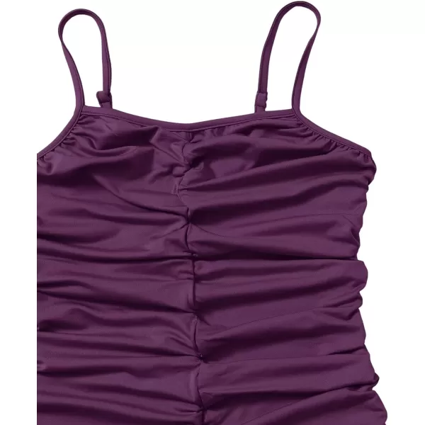 SweatyRocks Girl's Spaghetti Strap Solid Ruched Slim Fitted Cami Short Dress