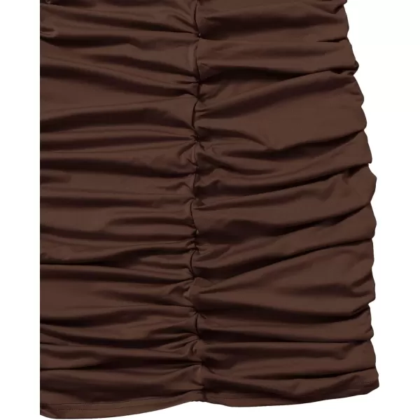 SweatyRocks Girl's Spaghetti Strap Solid Ruched Slim Fitted Cami Short Dress
