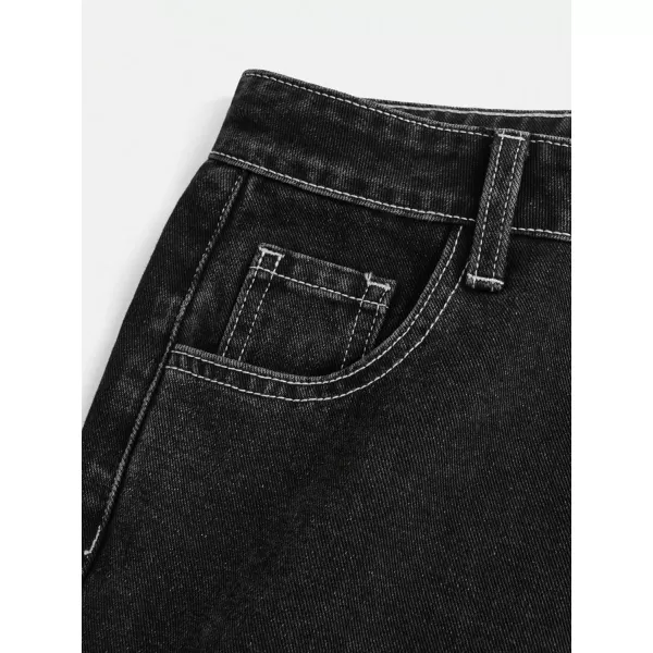 SweatyRocks Girl's Straight Leg Drop Waist Cargo Jeans Long Denim Pants with Flap Pocket