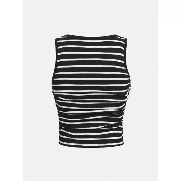 SweatyRocks Girl's Striped Print Slim Fit Tank Top Sleeveless Crew Neck Summer Vest Top