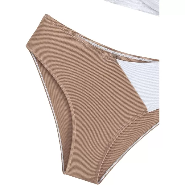 SweatyRocks Girl's Two Piece Color Block Swimsuit V Neck Ribbed Bikini Set Bathing Suit Beachwear