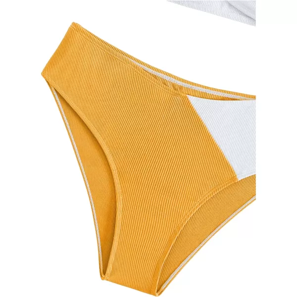 SweatyRocks Girl's Two Piece Color Block Swimsuit V Neck Ribbed Bikini Set Bathing Suit Beachwear