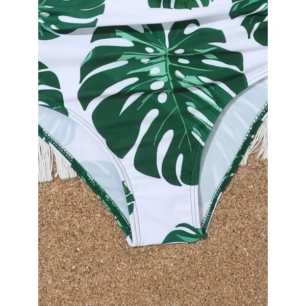 SweatyRocks Girl's Two Piece Swimsuit Graphic Print Ruffle Flounce Cute Bikini Set Bathing Suit