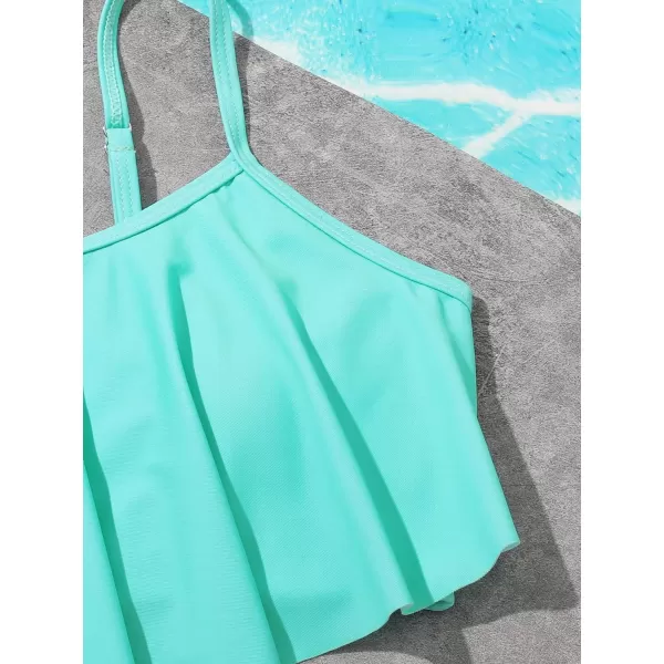 SweatyRocks Girl's Two Piece Swimsuit Graphic Print Ruffle Flounce Cute Bikini Set Bathing Suit