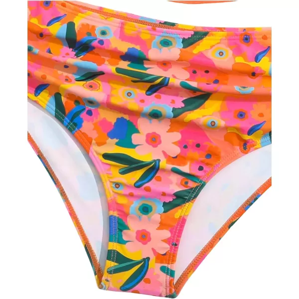 SweatyRocks Girl's Two Piece Swimsuit Graphic Print Ruffle Flounce Cute Bikini Set Bathing Suit
