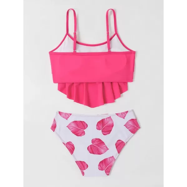 SweatyRocks Girl's Two Piece Swimsuit Graphic Print Ruffle Flounce Cute Bikini Set Bathing Suit