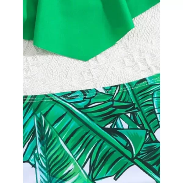 SweatyRocks Girl's Two Piece Swimsuit Graphic Print Ruffle Flounce Cute Bikini Set Bathing Suit