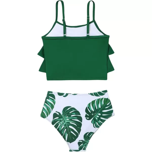 SweatyRocks Girl's Two Piece Swimsuit Graphic Print Ruffle Flounce Cute Bikini Set Bathing Suit