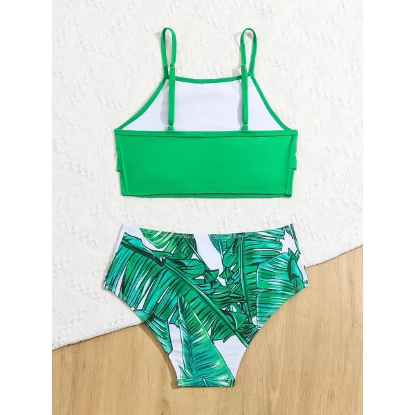 SweatyRocks Girl's Two Piece Swimsuit Graphic Print Ruffle Flounce Cute Bikini Set Bathing Suit