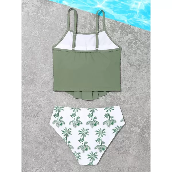 SweatyRocks Girl's Two Piece Swimsuit Graphic Print Ruffle Flounce Cute Bikini Set Bathing Suit