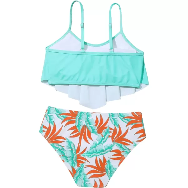 SweatyRocks Girl's Two Piece Swimsuit Graphic Print Ruffle Flounce Cute Bikini Set Bathing Suit