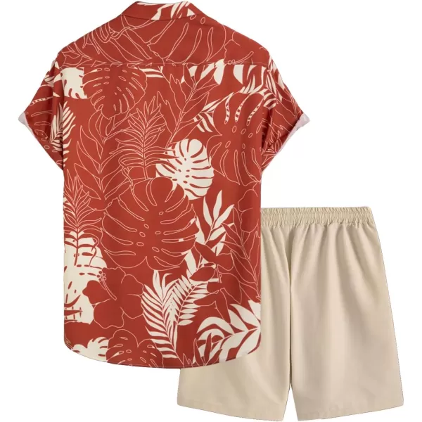 SweatyRocks Men's 2 Piece Outfits Tropical Print Button Down Shirt and Shorts Vacation Set