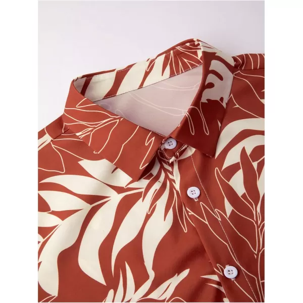 SweatyRocks Men's 2 Piece Outfits Tropical Print Button Down Shirt and Shorts Vacation Set