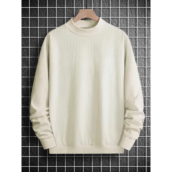 SweatyRocks Men's Knitted Mock Neck Drop Shoulder Sweatshirt Long Sleeve Pullover T Shirt
