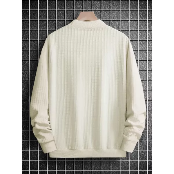 SweatyRocks Men's Knitted Mock Neck Drop Shoulder Sweatshirt Long Sleeve Pullover T Shirt