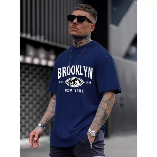 SweatyRocks Men's Letter Graphic Tee Short Sleeve Round Neck Drop Shoulder Top T-Shirt
