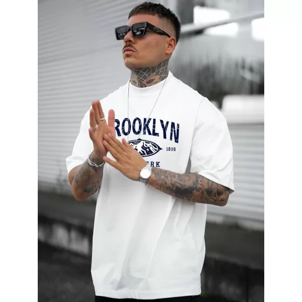 SweatyRocks Men's Letter Graphic Tee Short Sleeve Round Neck Drop Shoulder Top T-Shirt