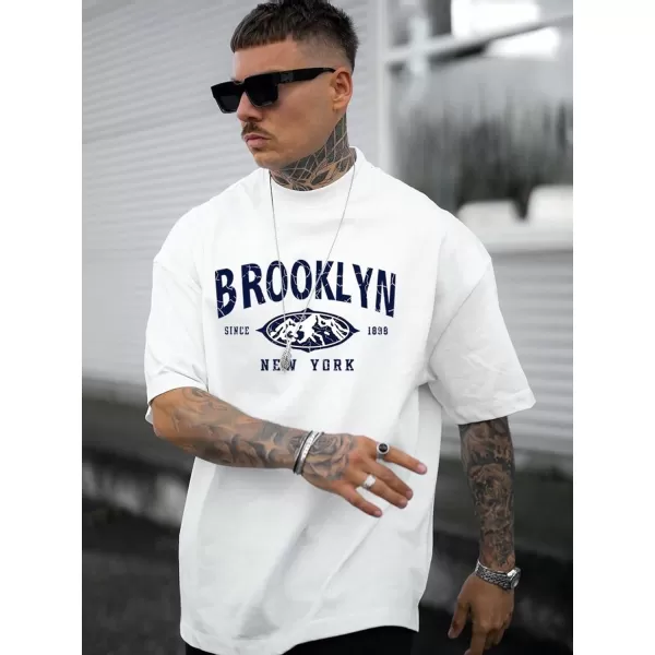 SweatyRocks Men's Letter Graphic Tee Short Sleeve Round Neck Drop Shoulder Top T-Shirt