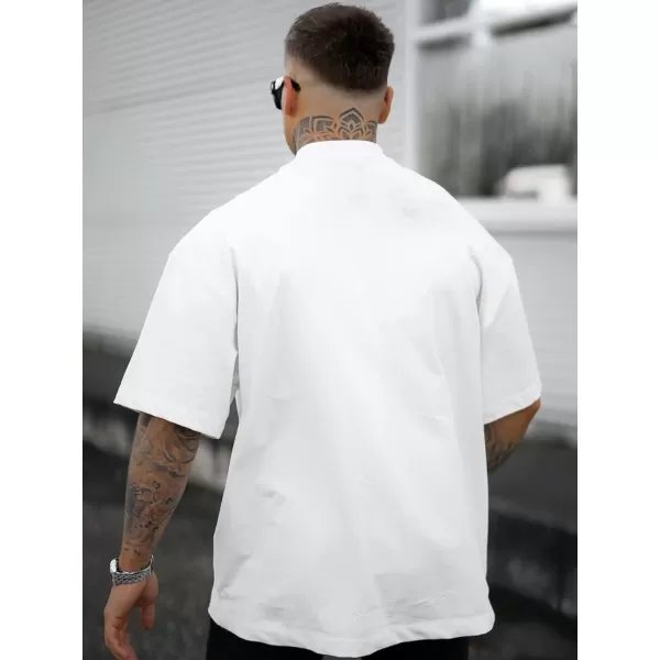 SweatyRocks Men's Letter Graphic Tee Short Sleeve Round Neck Drop Shoulder Top T-Shirt