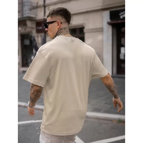 SweatyRocks Men's Letter Graphic Tee Short Sleeve Round Neck Drop Shoulder Top T-Shirt