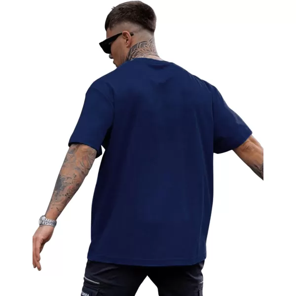 SweatyRocks Men's Letter Graphic Tee Short Sleeve Round Neck Drop Shoulder Top T-Shirt