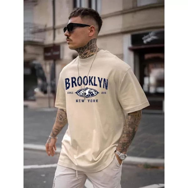 SweatyRocks Men's Letter Graphic Tee Short Sleeve Round Neck Drop Shoulder Top T-Shirt
