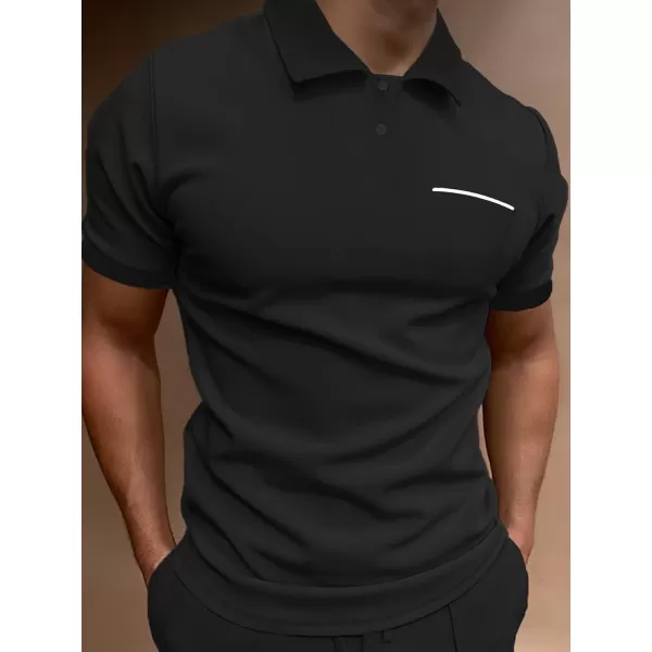 SweatyRocks Men's Lightweight Slim Fit Polo T-Shirts Muscle Short Sleeve Collar Shirts Golf