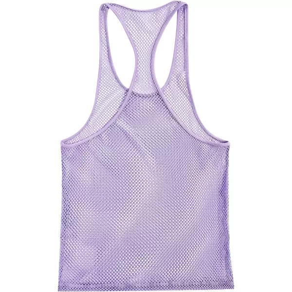 SweatyRocks Men's See Through Fishnet Tank Top Sleeveless Racerback Mesh Tops