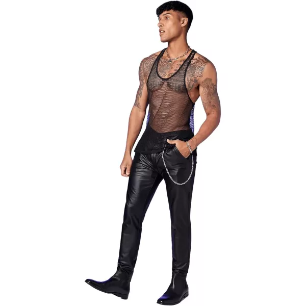 SweatyRocks Men's See Through Fishnet Tank Top Sleeveless Racerback Mesh Tops