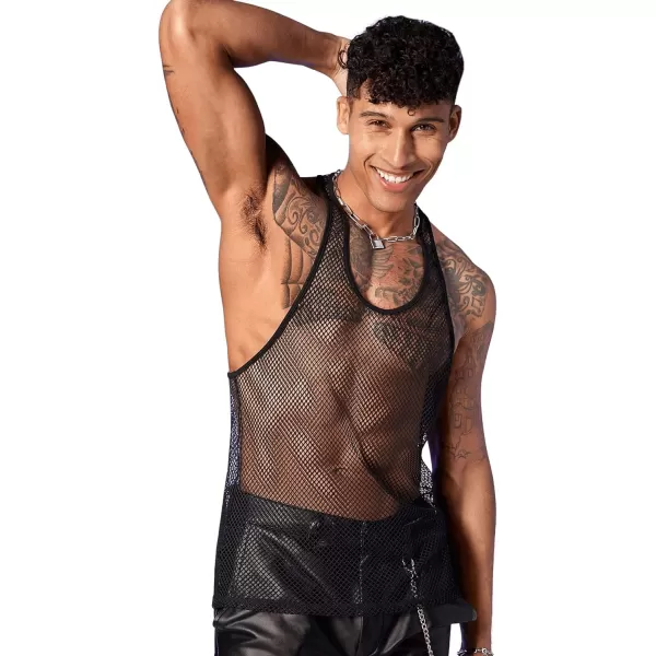 SweatyRocks Men's See Through Fishnet Tank Top Sleeveless Racerback Mesh Tops