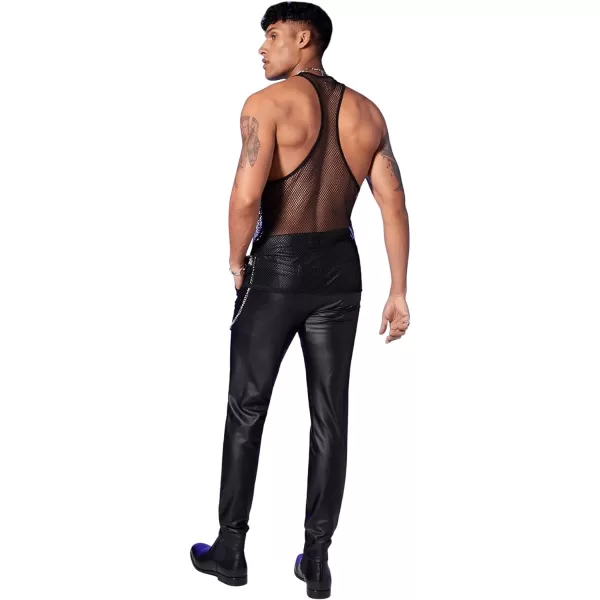 SweatyRocks Men's See Through Fishnet Tank Top Sleeveless Racerback Mesh Tops