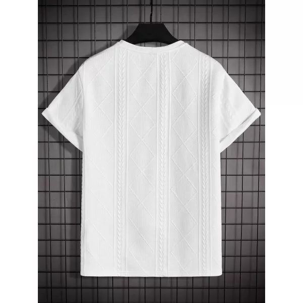 SweatyRocks Men's Solid Textured Round Neck T Shirt Casual Short Sleeve Tees Top