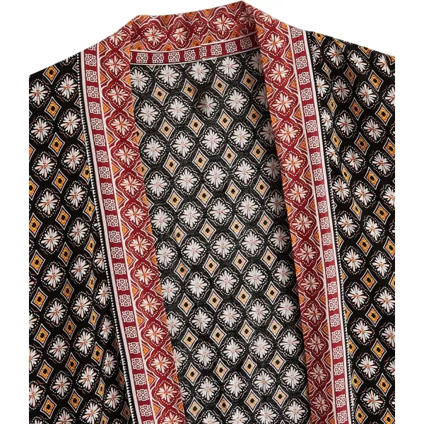 SweatyRocks Women Kimono Vintage Floral Beach Long Cover Up