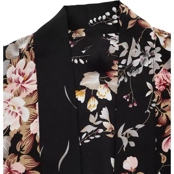 SweatyRocks Women Kimono Vintage Floral Beach Long Cover Up